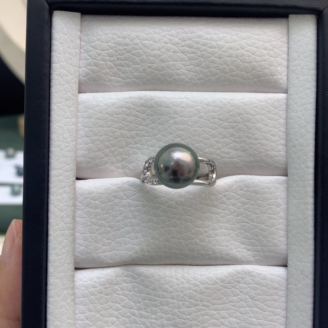 海水珍珠戒圈银S925镶嵌