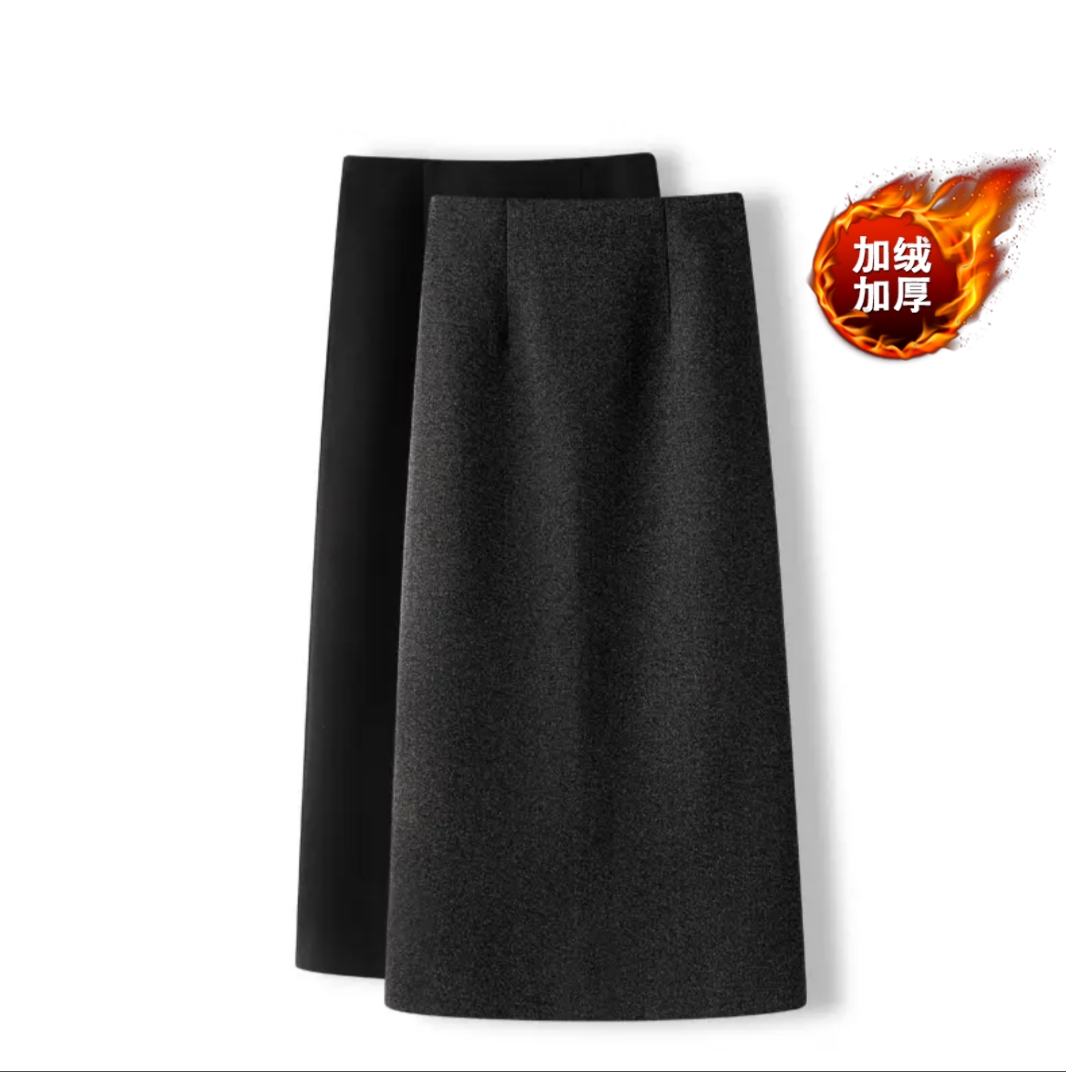 【静静定制】毛呢【加绒加厚】高腰小A字半身裙冬款显瘦时尚百搭款