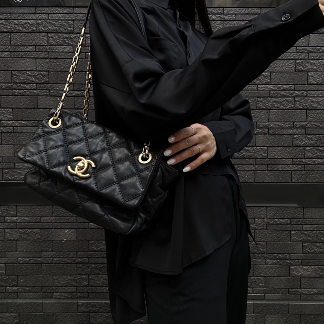 95新 Chanel/香奈儿 95新-中古黑金双C扣单肩链条包