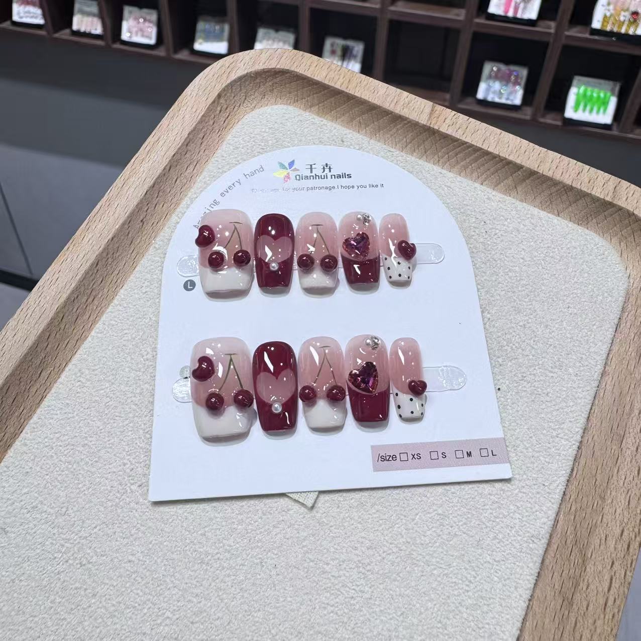 【红了樱桃】纯手工定制款式拆卸穿戴甲美甲贴片