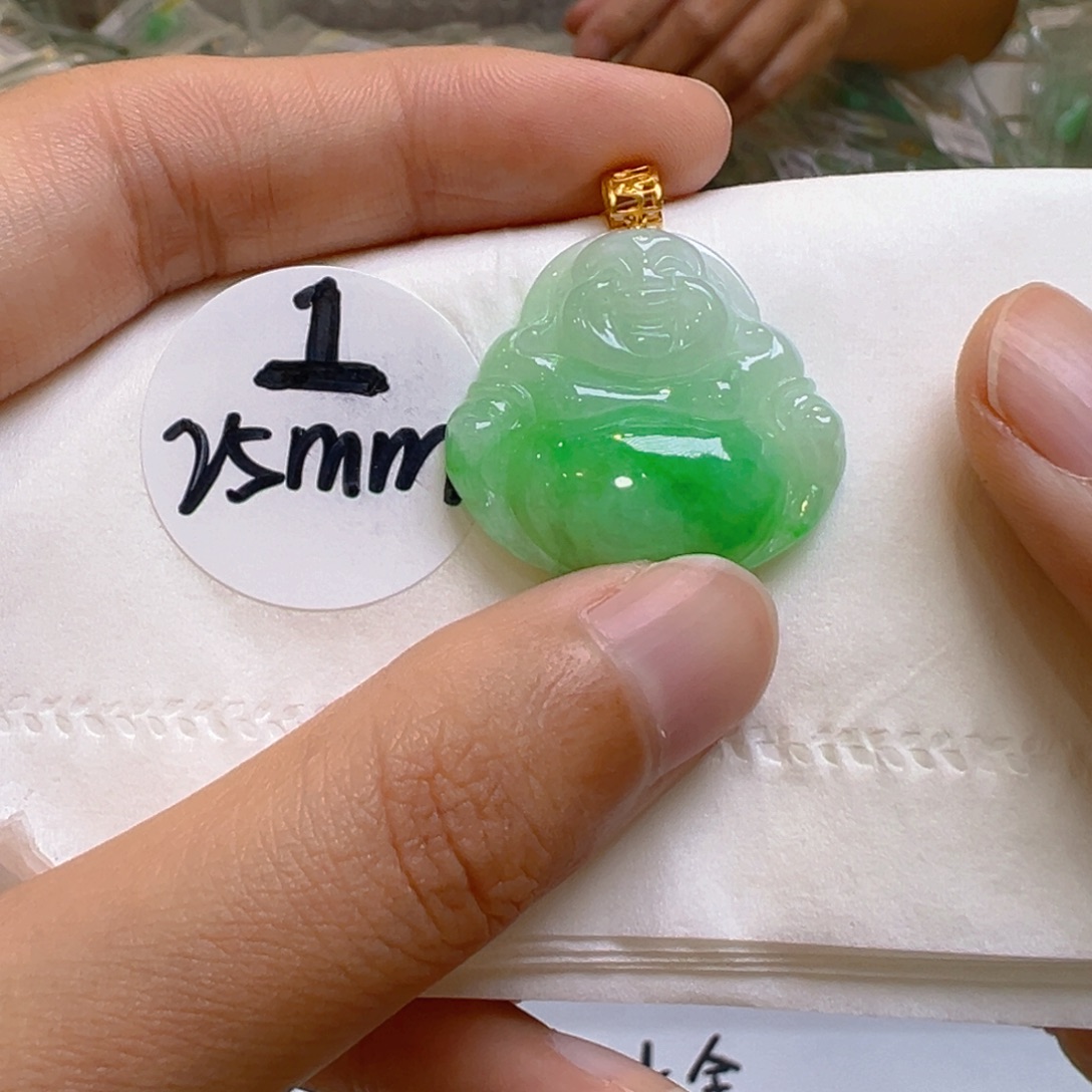 吊坠(不含链)18K金镶嵌翡翠