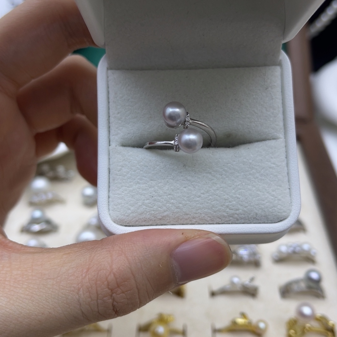 银S925镶嵌戒指海水珍珠