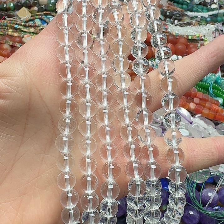 玛瑙/玉髓未镶嵌珠宝半成品一条8mm白水晶