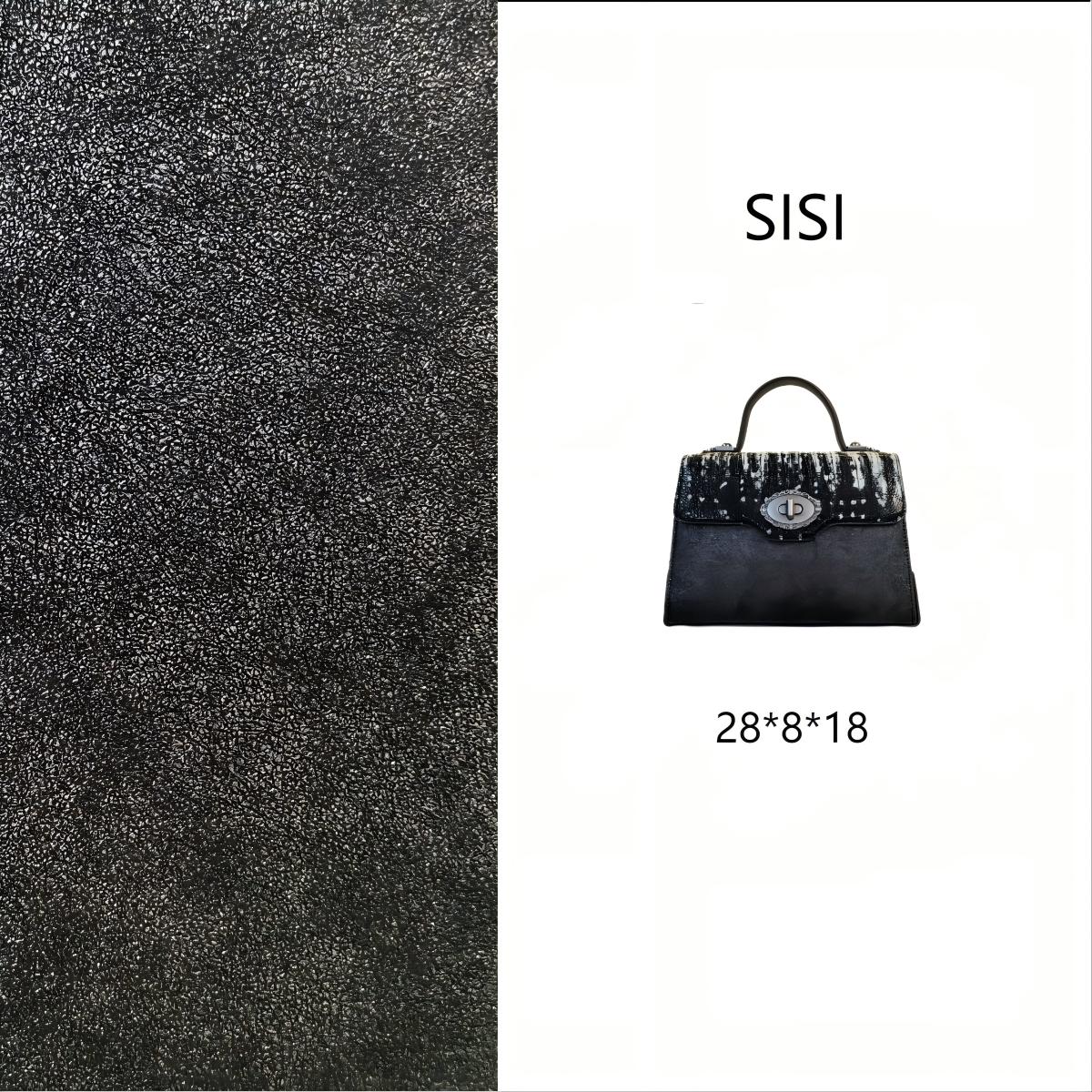 【尺寸：22*8*18】SISI原创设计高定真皮女包 AC108-黑银色