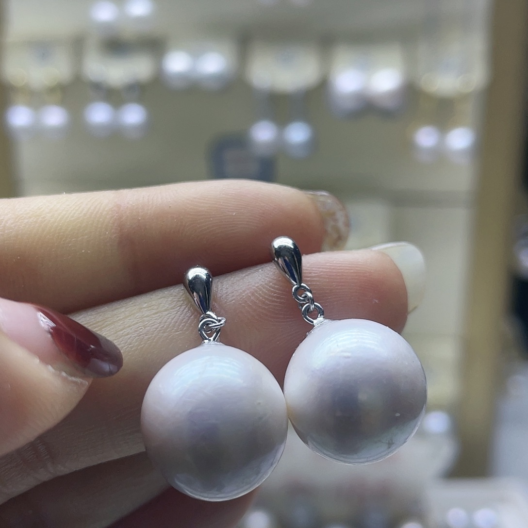 淡水珍珠耳饰银S925镶嵌