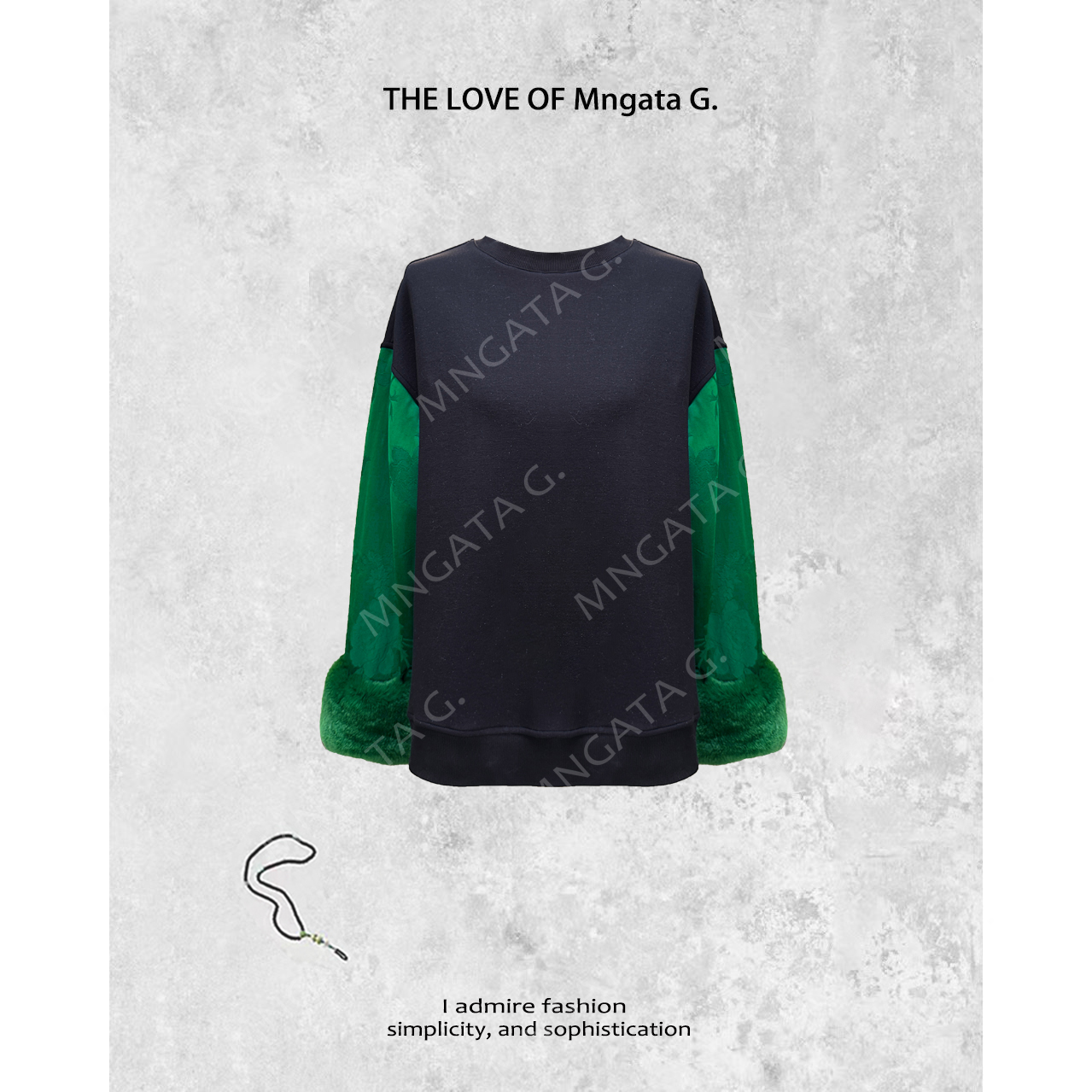 MNGATA G.宫小妍 【招摇】秋冬新中式中国风拼接獭兔毛外套23101040