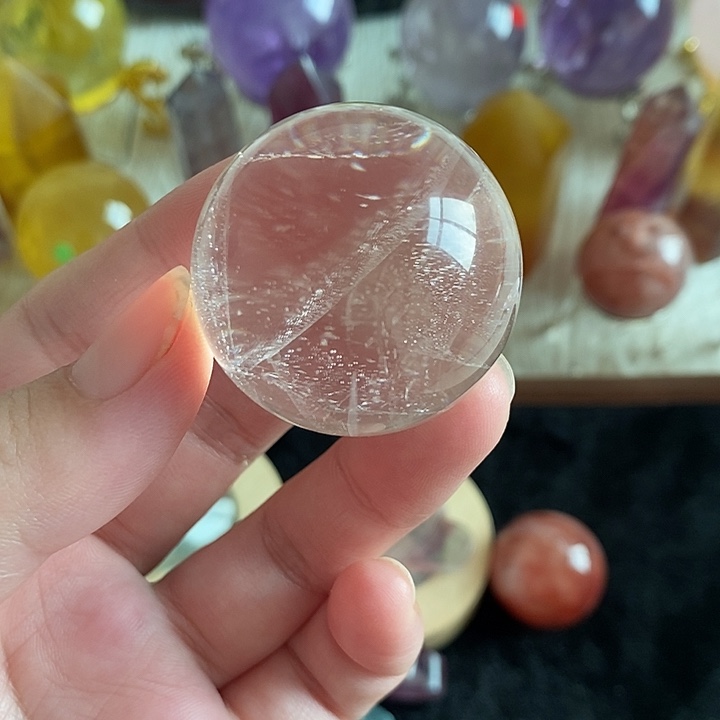 石材3.6直径纯天然水晶球带星空感！