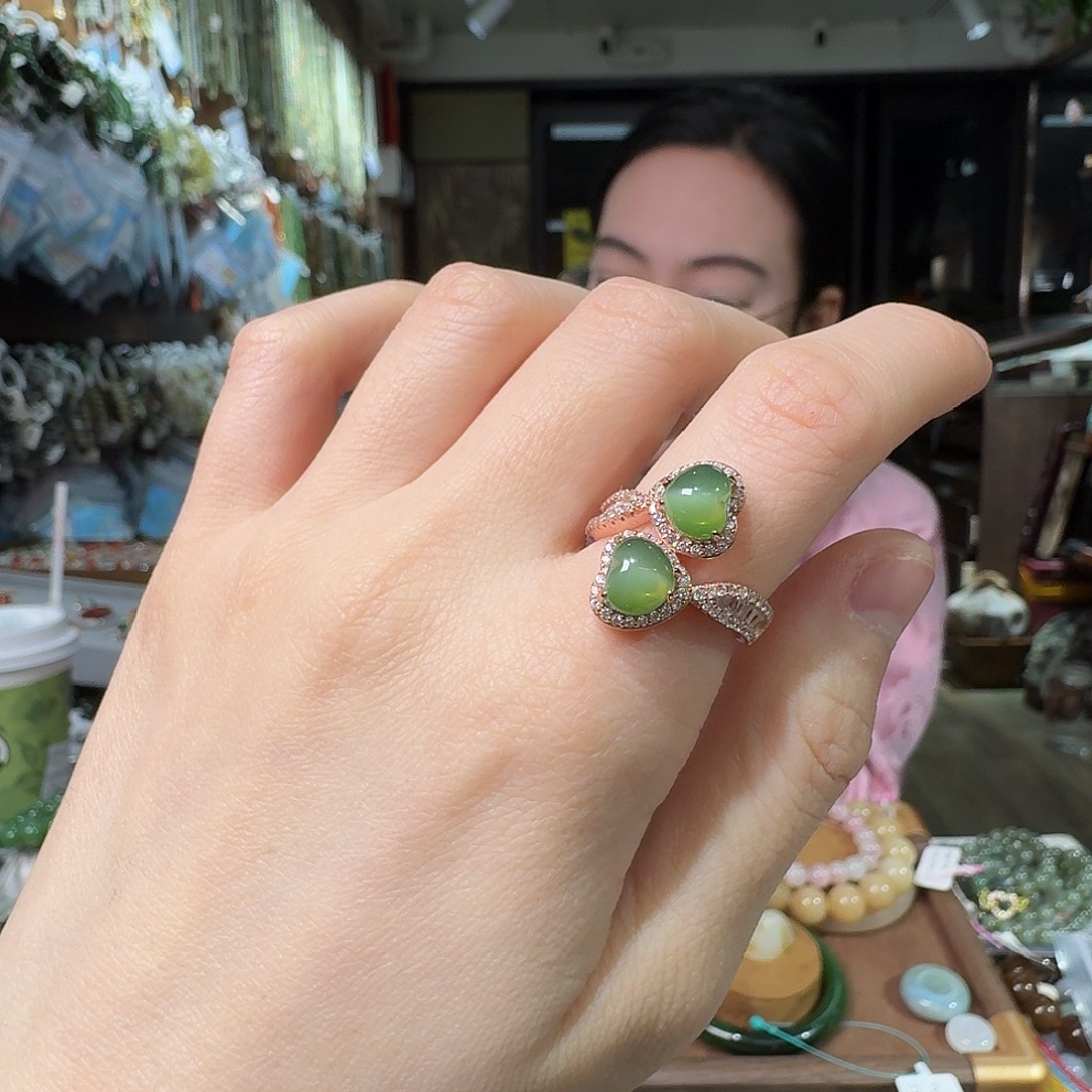 和田玉银S925镶嵌戒指