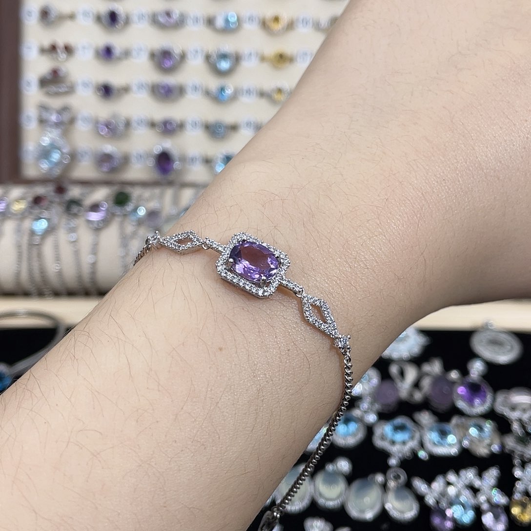 银S925镶嵌手链紫晶