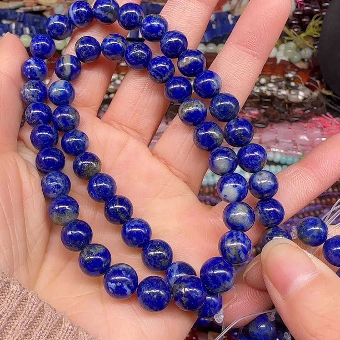 玛瑙/玉髓合金珠宝半成品青金8mm一条