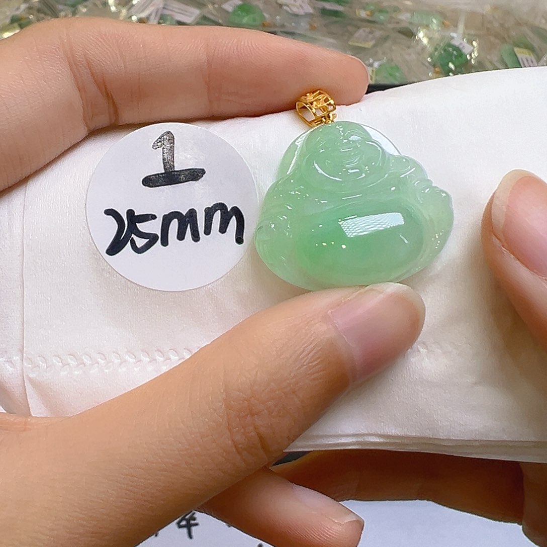 翡翠18K金镶嵌吊坠(不含链)翡翠