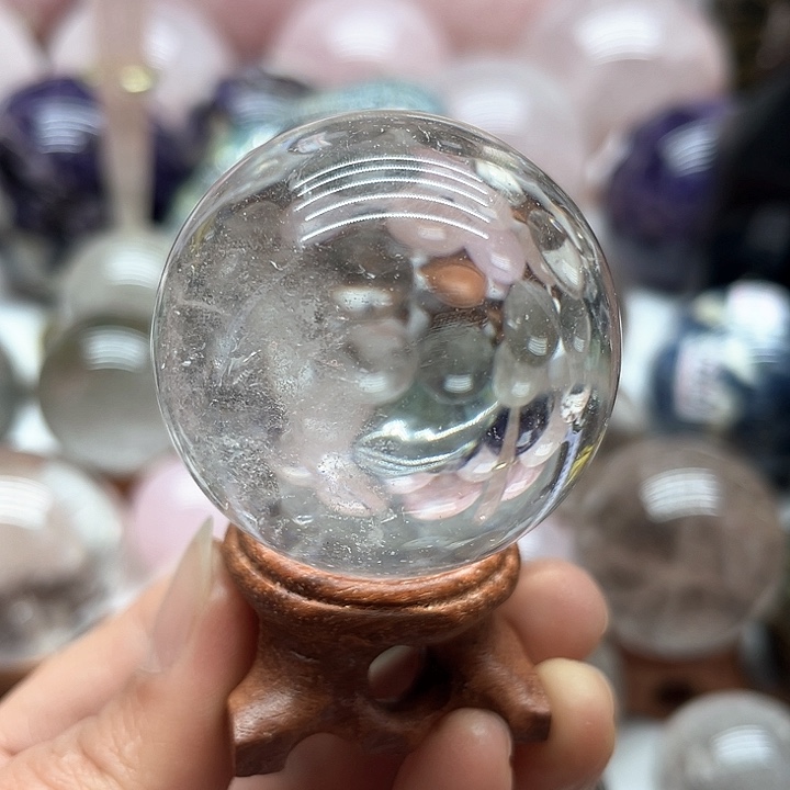 水晶161克白水晶球银S925镶嵌