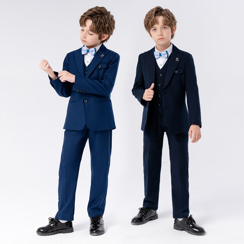 儿童西服套装新款春秋纯色西装礼服男童主持人英伦演出服23712