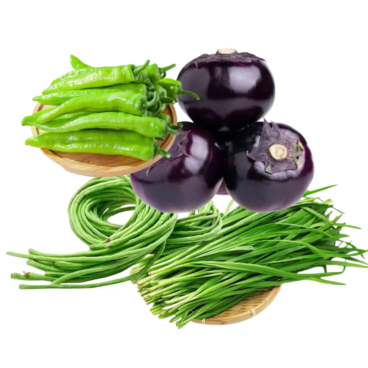 [鲜香四蔬合炒]韭菜+豇豆+茄子+长尖椒 下饭神器蔬菜