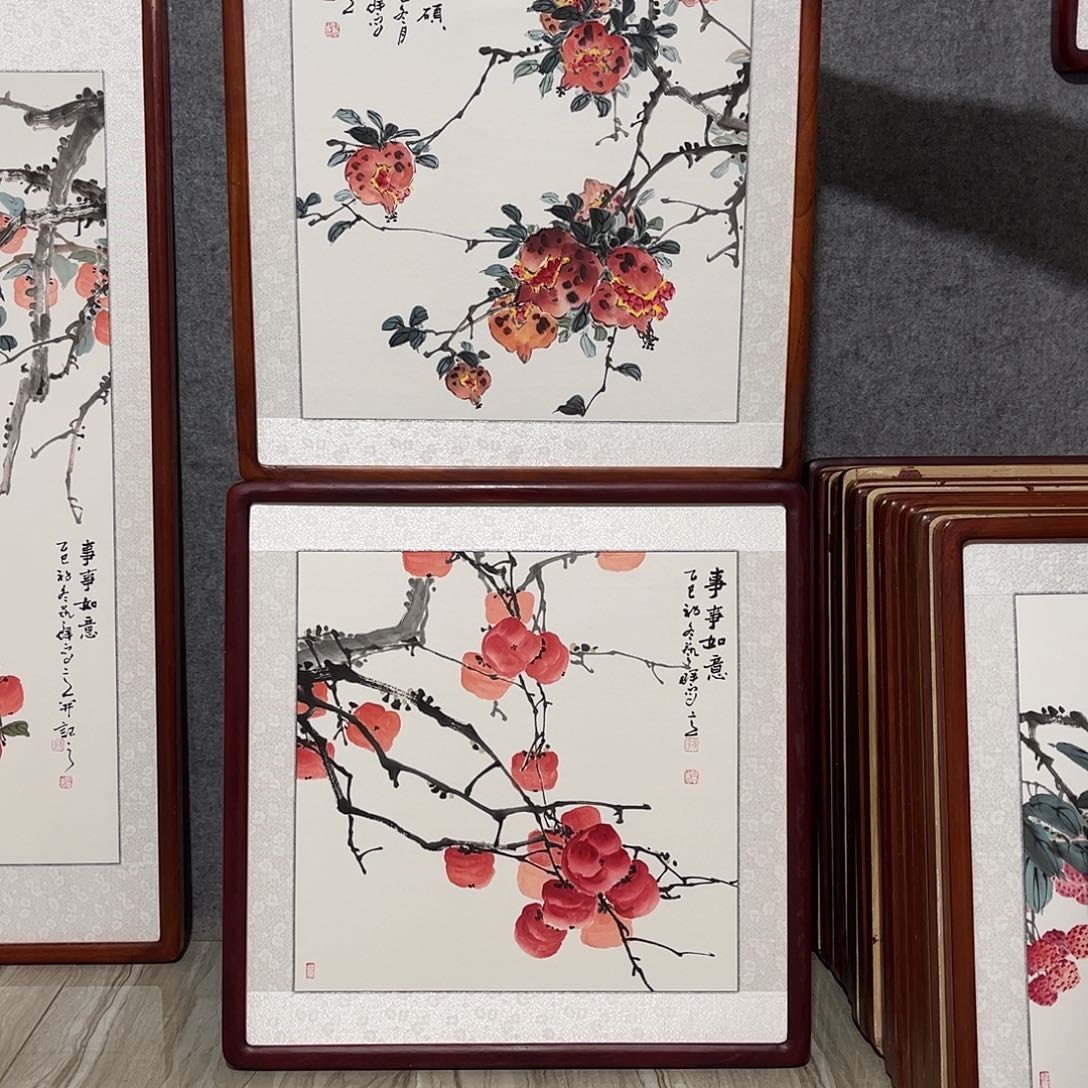 国画书画作品带框63×63