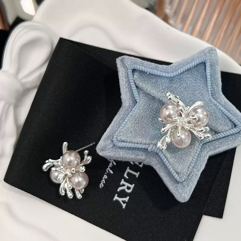 铜合金仿珍珠耳饰 法式气质自留款耳环耳钉-91109