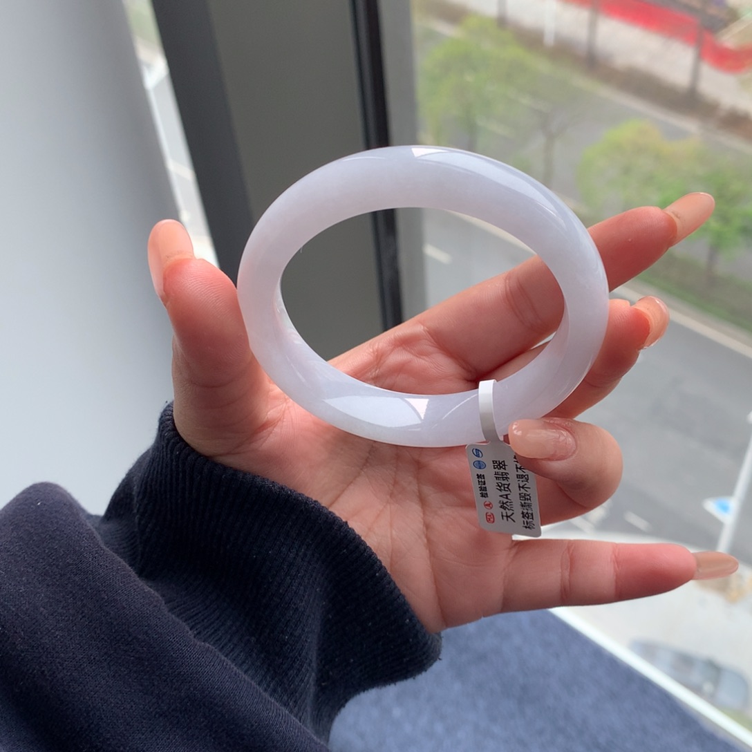 翡翠手镯未镶嵌3 57紫底正圈