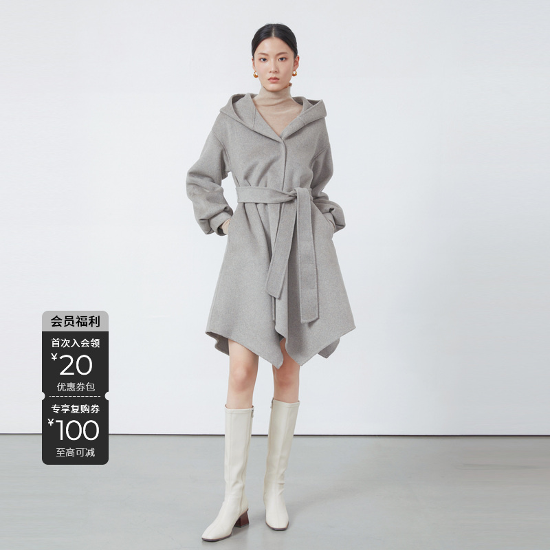 S·DEER秋冬新款时尚气质百搭收腰显瘦中长款毛呢大衣S224Z2511