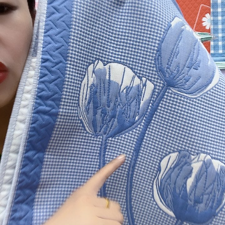 棉蓝色郁金香纯棉