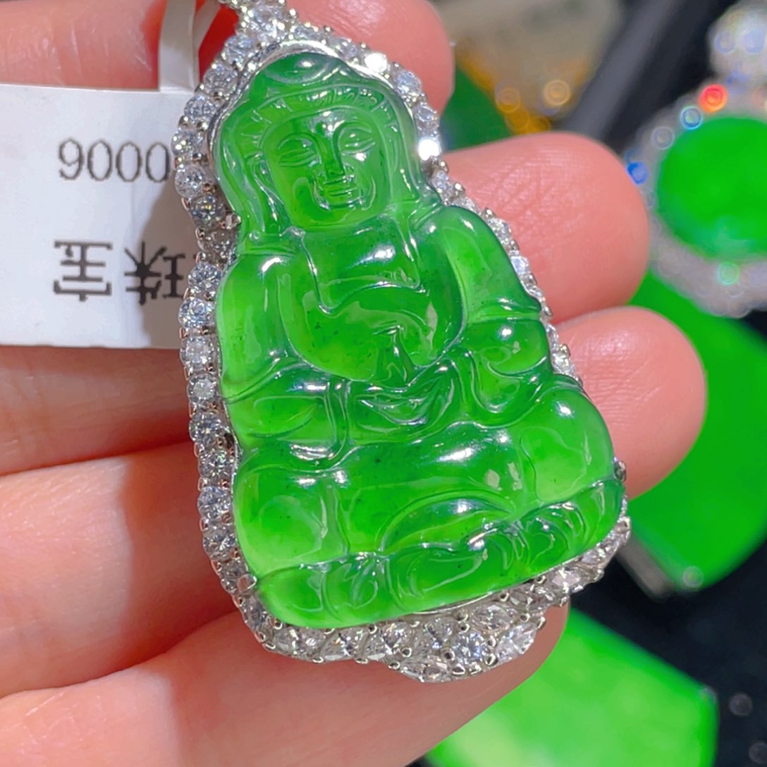 翡翠吊坠(不含链)银S925镶嵌