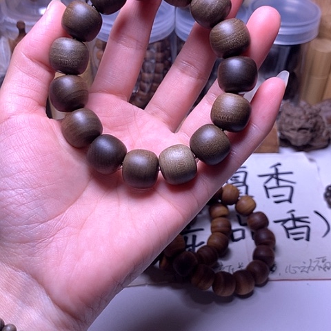 檀香木手串/手链L****｜老山檀香阴沉15/16横纹虎皮