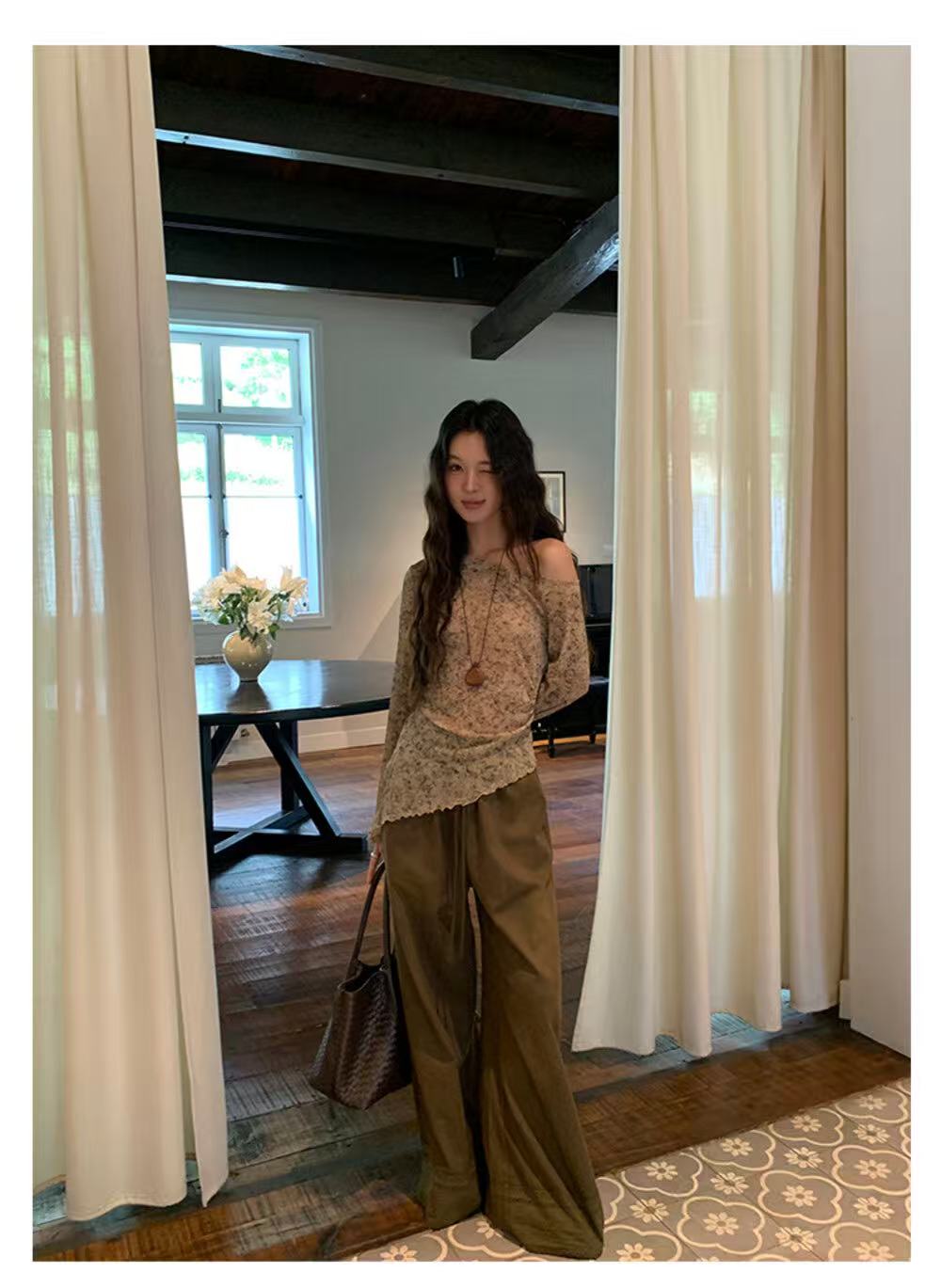 休闲风辣妹风INS风时尚套装阔腿裤长裤显瘦休闲裤