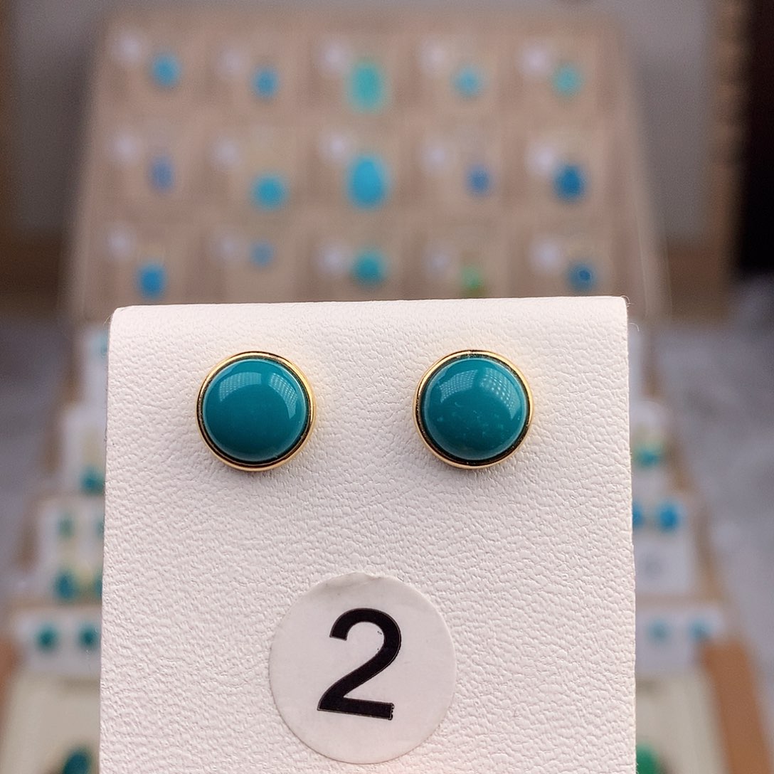 绿松石耳饰18K金镶嵌