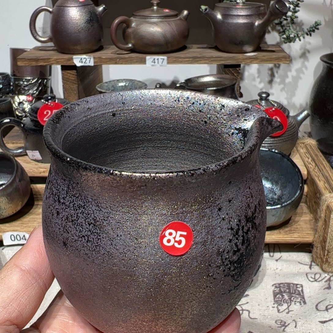 壶建水紫陶紫泥柴烧杯一瑕