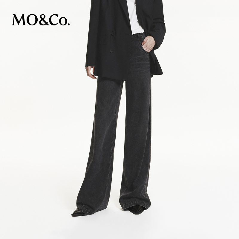 【赵老板专属】MOCO秋天丝棉混纺洗磨中低腰直筒牛仔裤MBD3JEN003