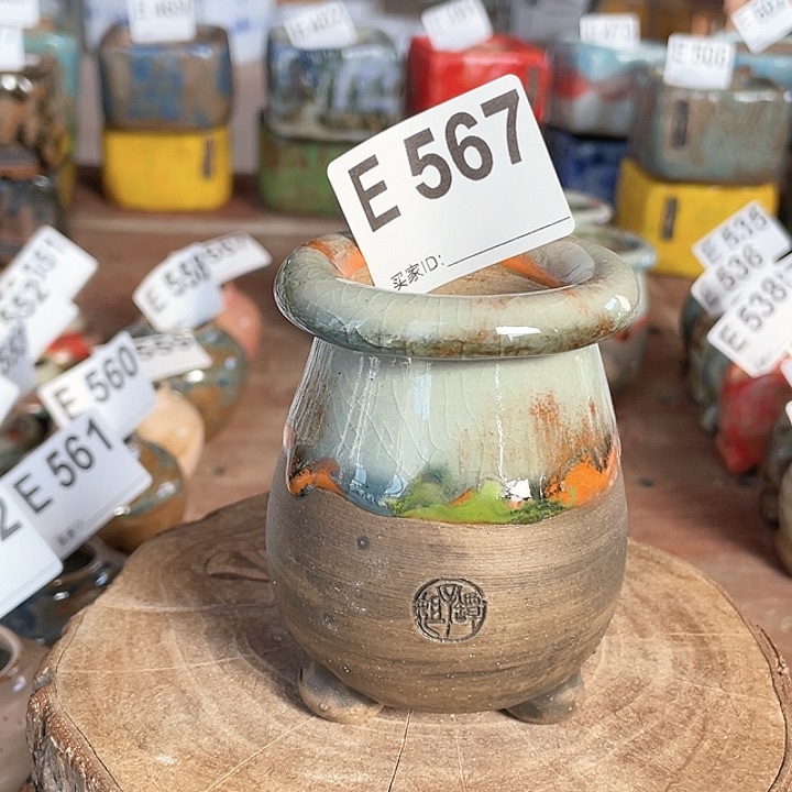 紫砂花盆小蛮腰 内口4