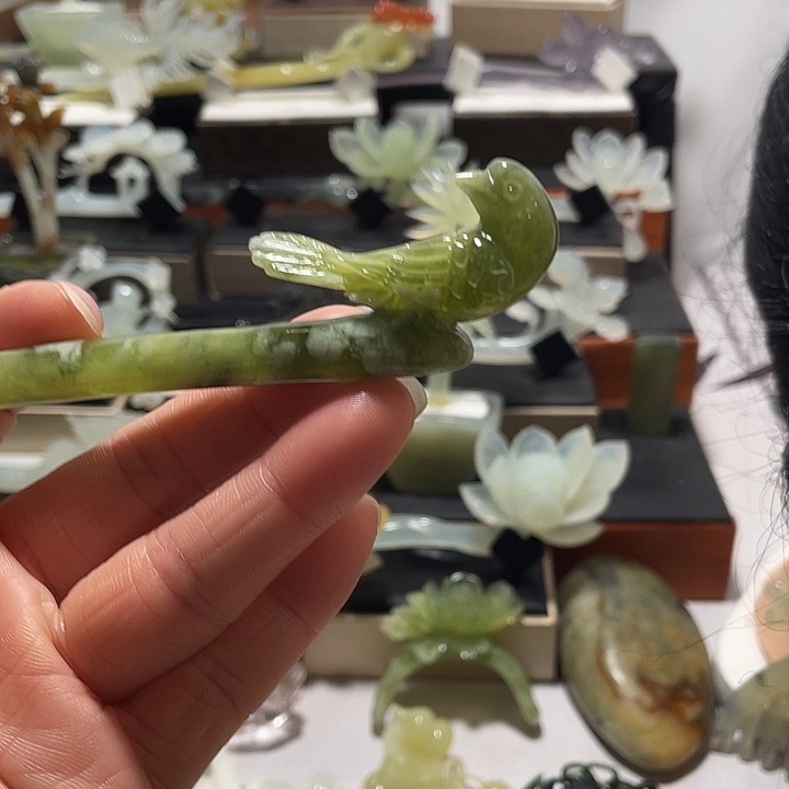 蛇纹石玉合金发饰