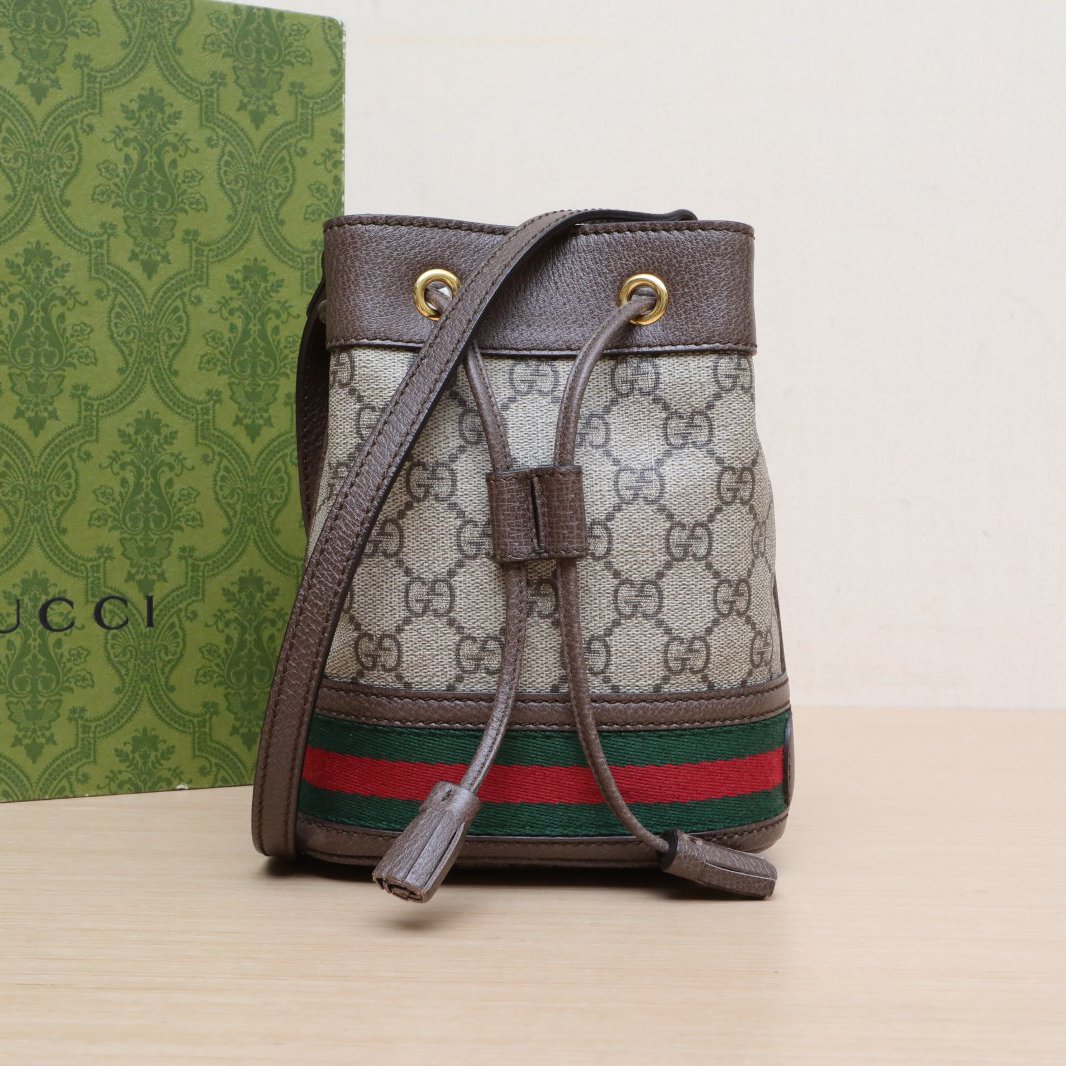 95新 GUCCI/古驰 【娇】Ophidia 抽绳水桶包金扣 P225582523