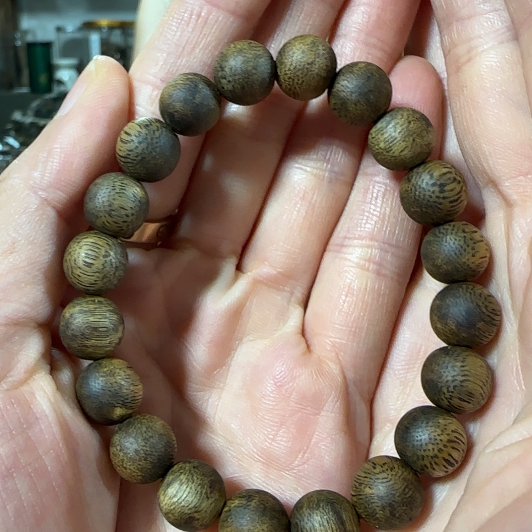 沉香手串绿奇楠沉香圆珠单圈7克+手串