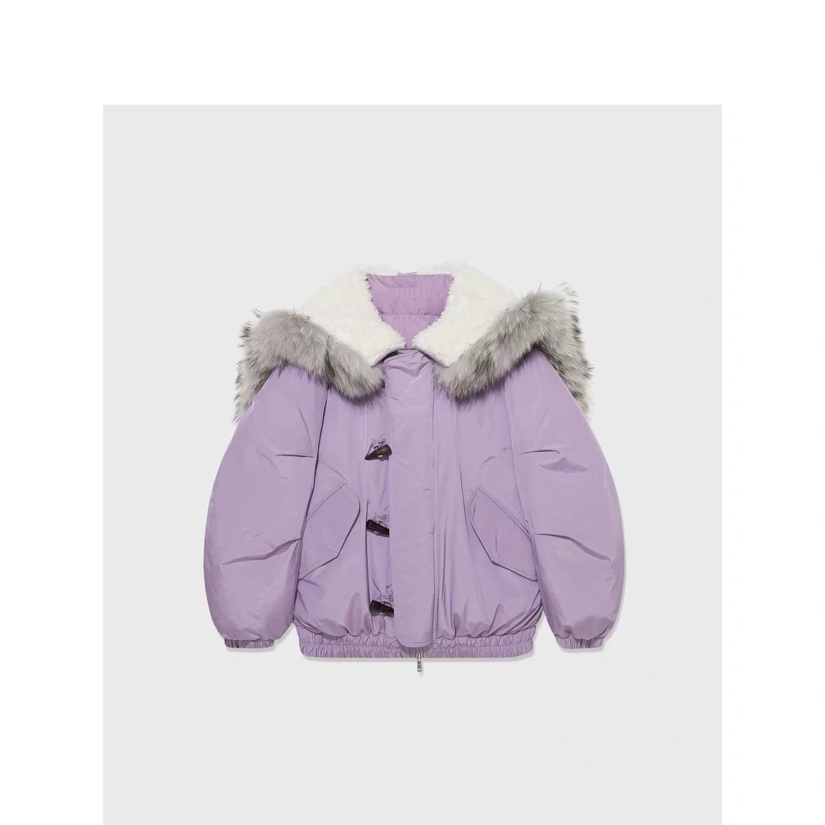 设计师尾～（无7天退货）2025秋冬新品布面毛领宽松小飞侠羽绒外套