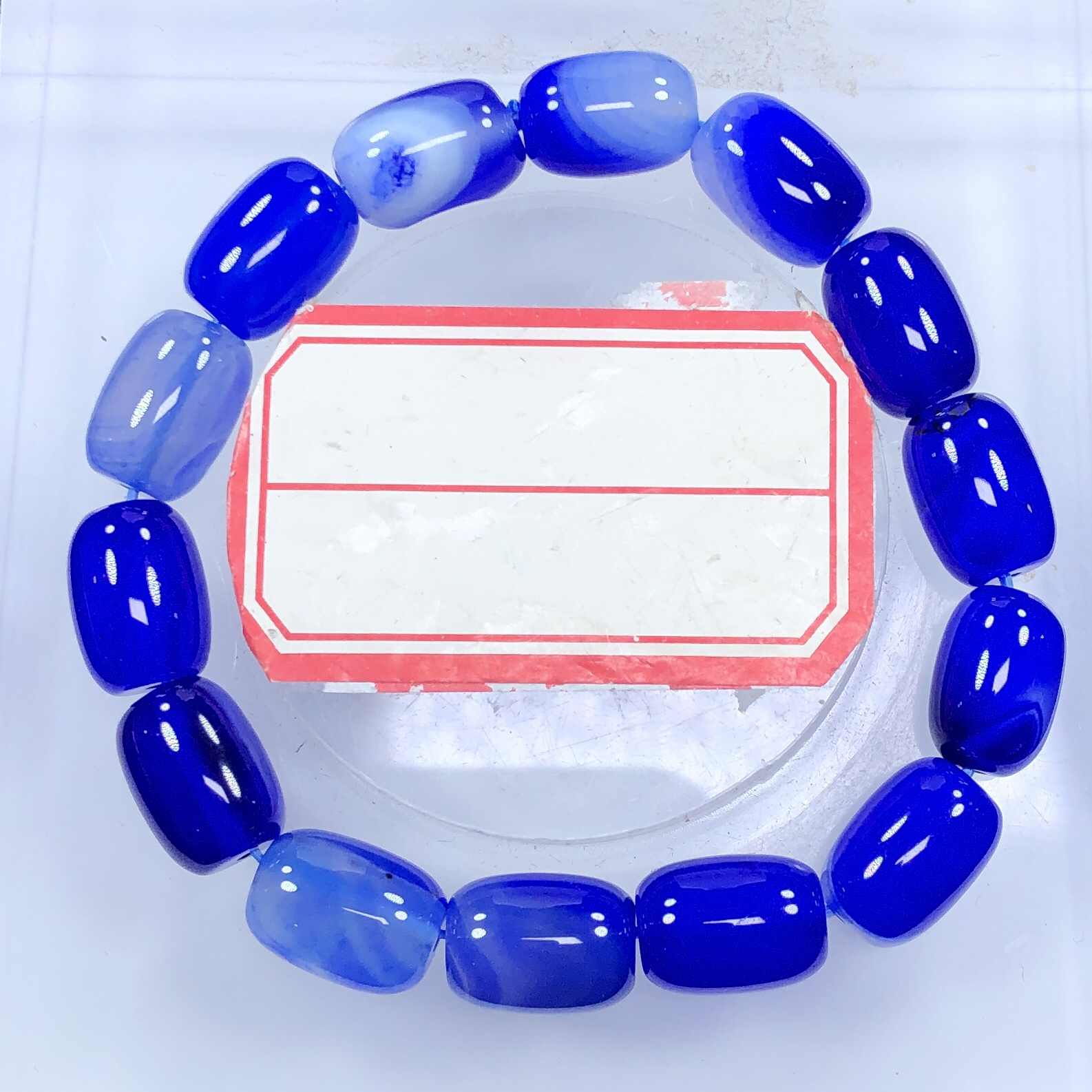 蓝色玛瑙10mm桶珠手串发一条I65