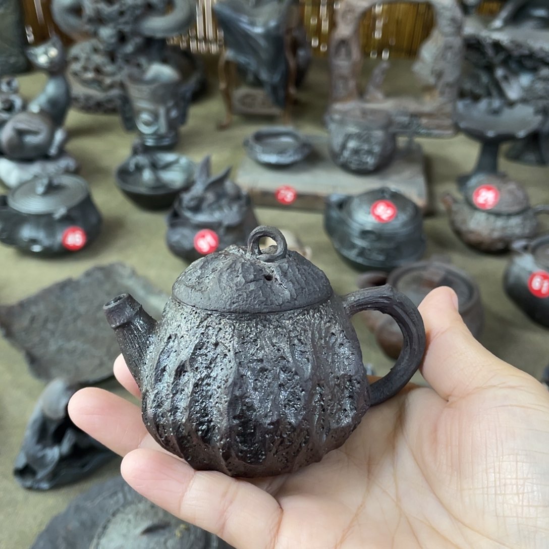 @***月手捏柴烧茶器正把壶