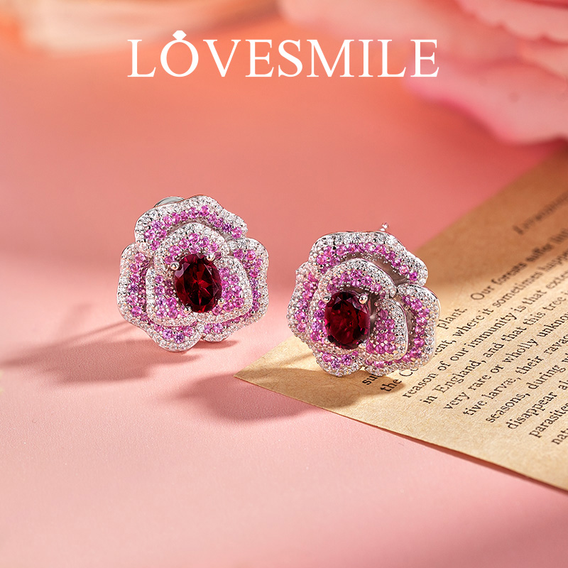 S925银天然镁铝石榴石耳环时尚精致设计款