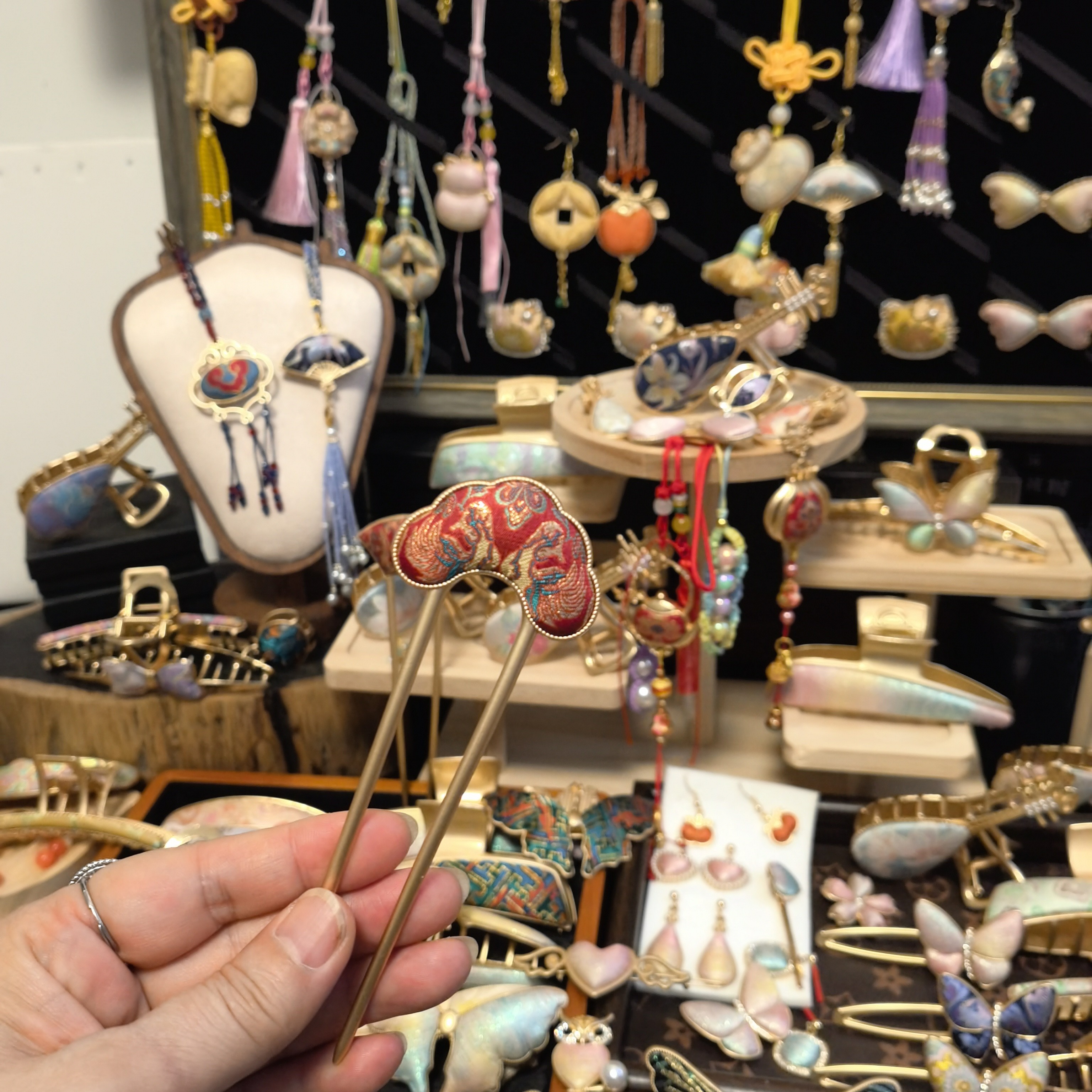 名家宋锦手工制作布艺发簪