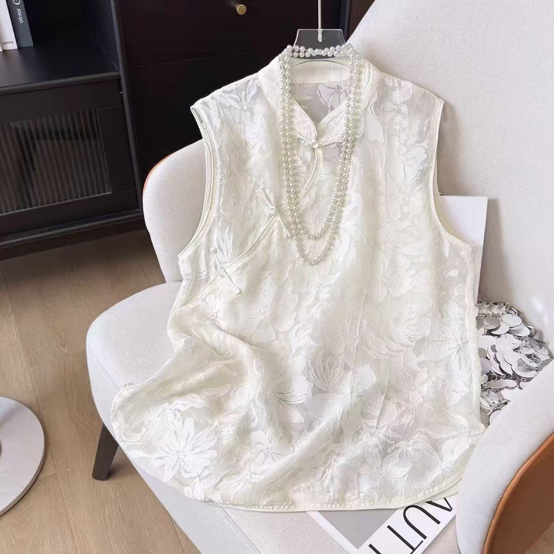 【卡蔻】97197夏季新中式漫花国风小衬衫透肉（衣长62左右）低温水洗