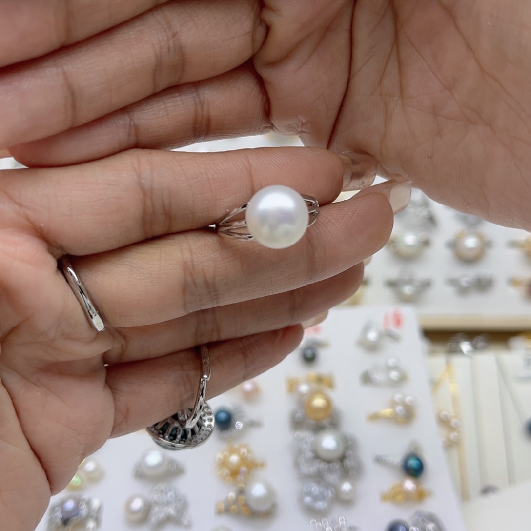 I***）淡水珍珠合金戒指