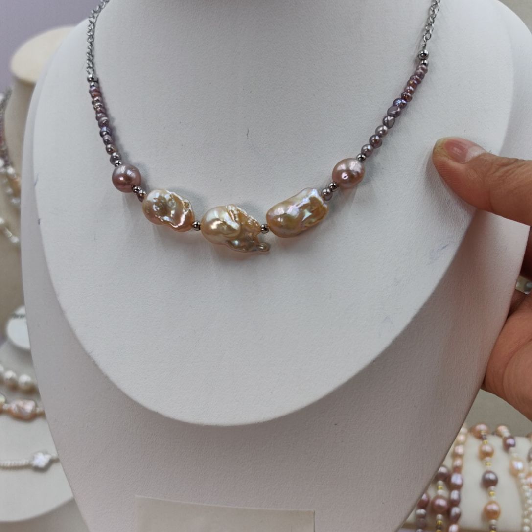 未镶嵌淡水珍珠漏价鱼尾巴洛克项链设计款亏米不退不换