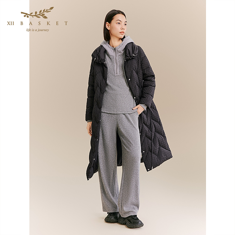十二篮专选25冬新款通勤高充绒羽绒服女长款加厚外套7C65508070