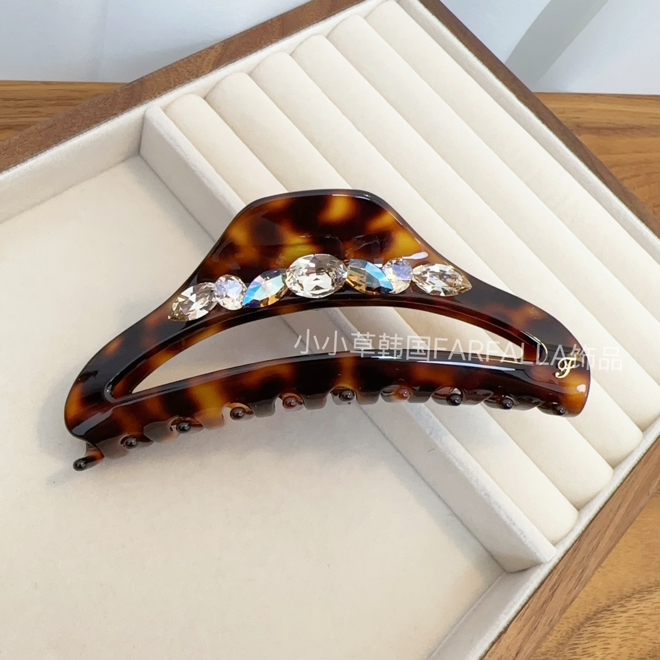 小小草韩国Farfalla施家水晶大号中号抓夹发抓发爪鲨鱼夹