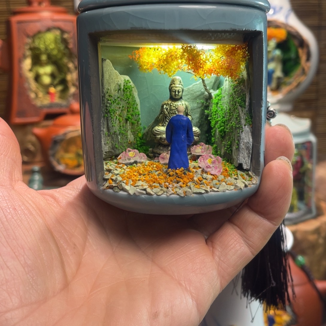 晚***～有机玻璃青花观音