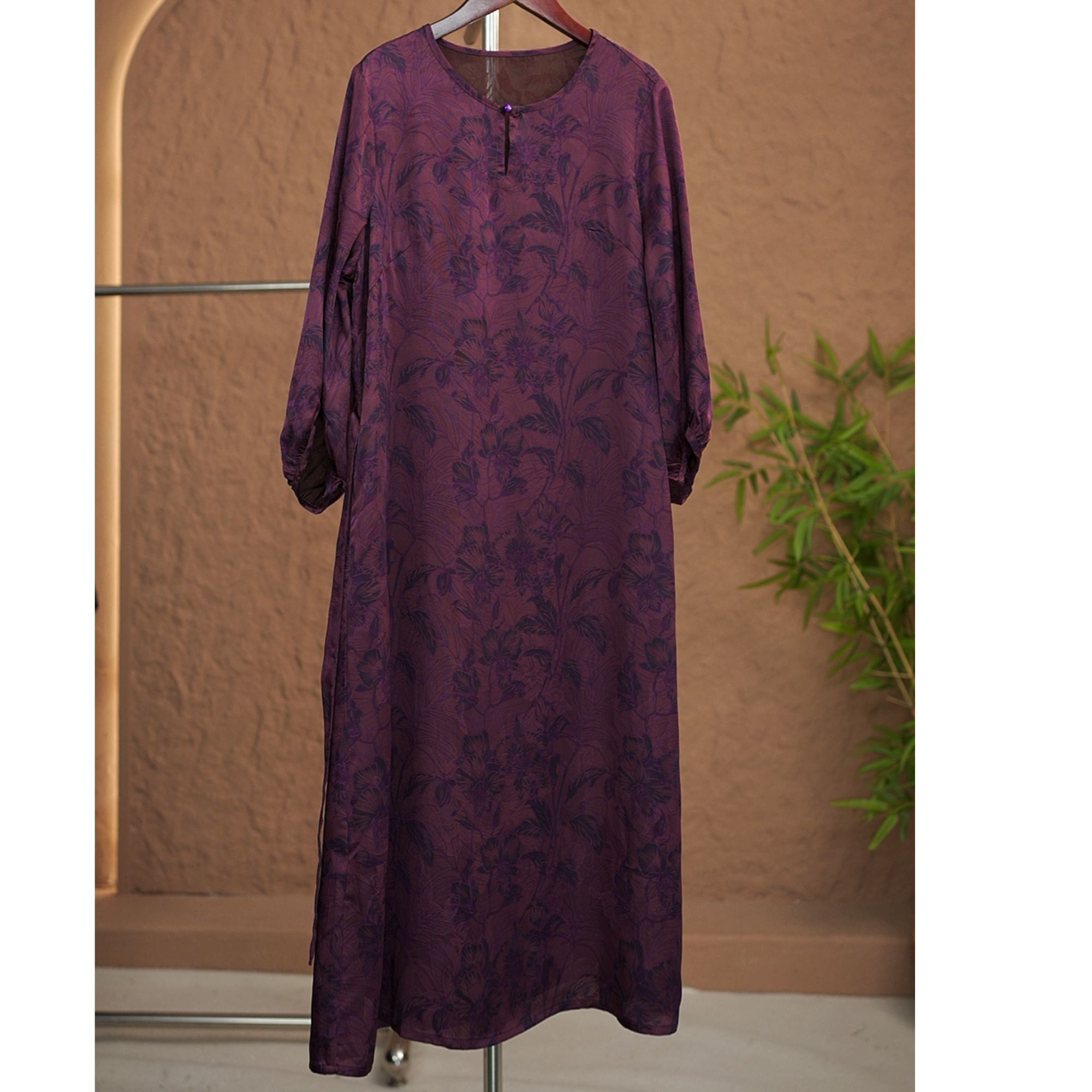 1716款专柜正品宽松提花轻职风江南连衣裙