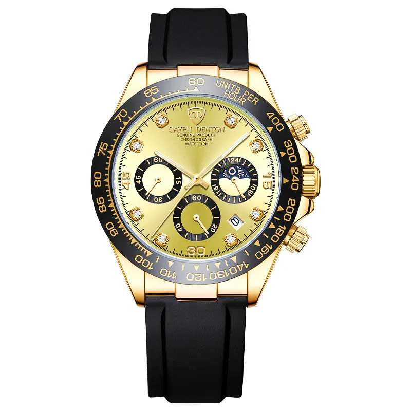 男士手表迪通拿系列硅胶带防水多功能赛车表盘手表