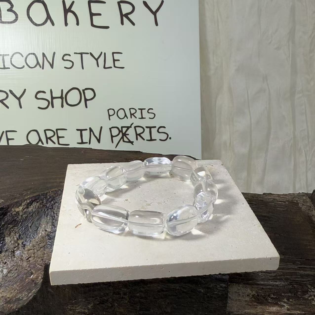 白水晶随型冰块手串