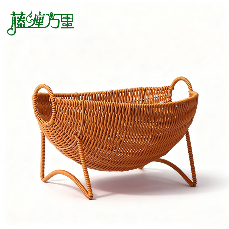 创意田园风水果篮仿藤纯手工编织蔬菜零食收纳篮家用置物篮坚果盘