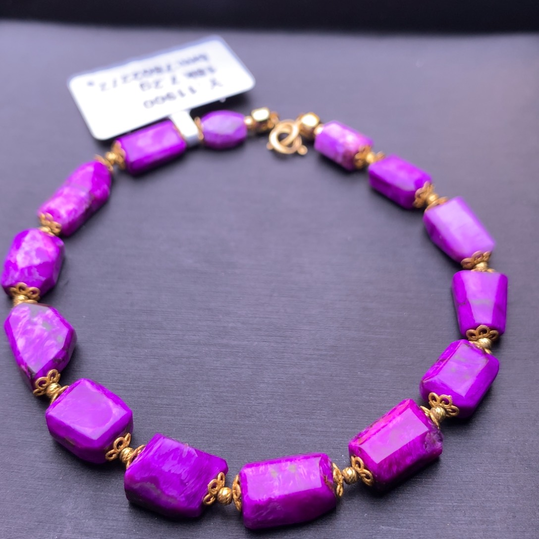 苏纪石（舒俱来）丝绒手串18K金镶嵌