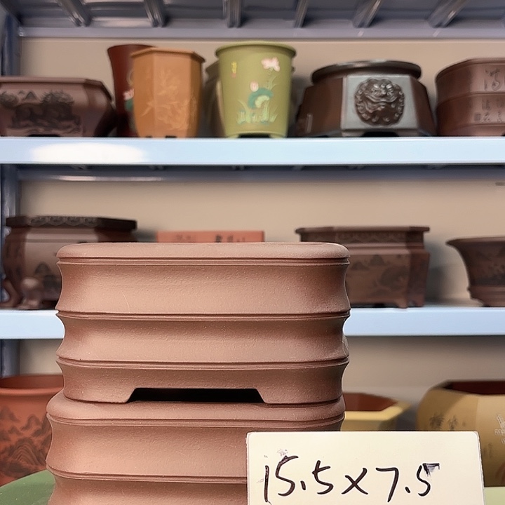 紫砂花盆竹节两只